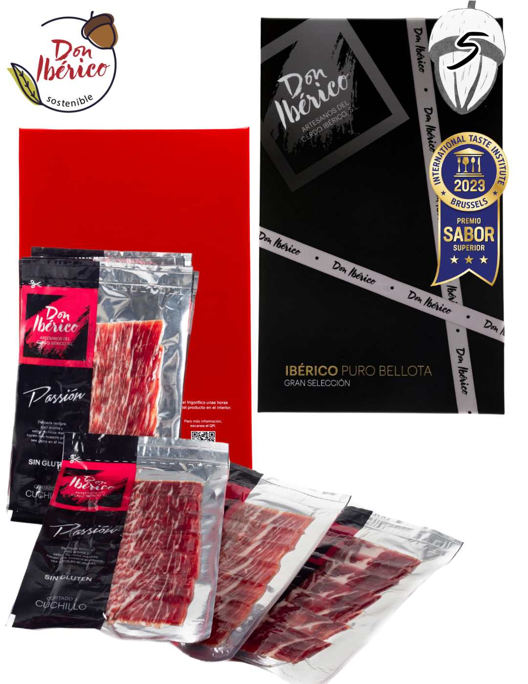 Estuche Regalo con 5 sobres de loncheado a cuchillo - Jamón o Paleta