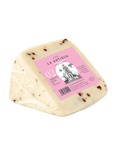 Queso de oveja tierno  SIN LACTOSA - con pimienta Rosa -Cuña 250gramos